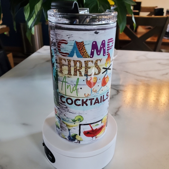 CAMP FIRES  And COCKTAILS 4 in 1 Can Cooler 14oz Tumbler 🎉sale - Picture 15 of 17